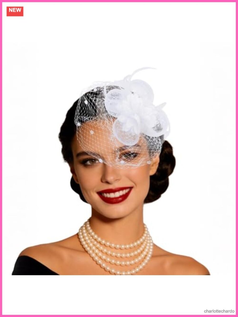 Women's Mesh Fascinator Hat 2-in-1 Headband Hair Clip Tea Party